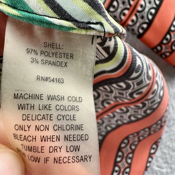 Calvin Klein Kimono Sleeve Blouse Women’s PTP 21.5" Multi Poly Tie Boho Flowy - Picture 6 of 14